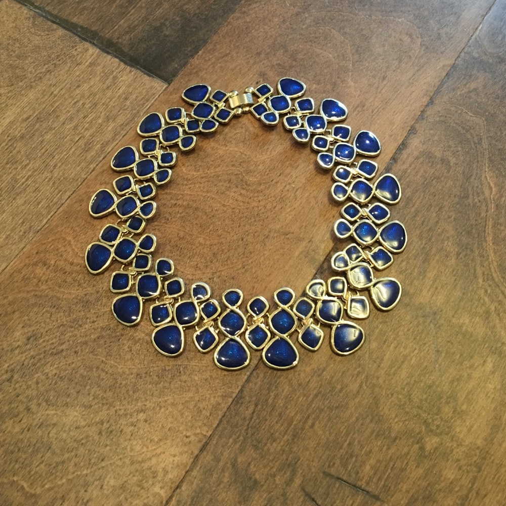 Blue and gold statement necklace